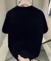 Kadın Kısa Kol Yazlık Tişört Bisiklet Yaka Baskılı Oversize T-Shirt - Siyah