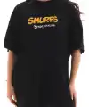 Kadın Kısa Kol Yazlık Tişört Bisiklet Yaka Baskılı Oversize T-Shirt - Siyah