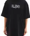 Kadın Kısa Kol Yazlık Tişört Bisiklet Yaka Baskılı Oversize T-Shirt - Siyah