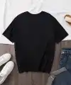 Kadın Kısa Kol Yazlık Tişört Bisiklet Yaka Baskılı Oversize T-Shirt - Siyah