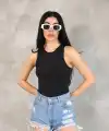 Kadın Kolsuz Badi bluz - Siyah