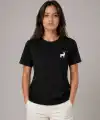 Kadın Minimal Geyik Logolu Tişört Bisiklet Yaka Kısa kol Yazlık T-Shirt - Siyah