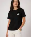 Kadın Minimal Geyik Logolu Tişört Bisiklet Yaka Kısa kol Yazlık T-Shirt - Siyah