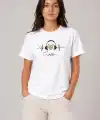 Kadın Müzik Temalı Baskılı Tişört Bisiklet Yaka Kısa Kol T-Shirt - Beyaz