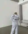 Kadın Nakış İşlemeli 3 İplik Pamuklu Sweat Alt-Üst Takım- Gri