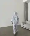 Kadın Nakış İşlemeli 3 İplik Pamuklu Sweat Alt-Üst Takım- Gri
