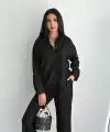 Kadın Nakışlı Uzun Kollu Gömlek - Siyah