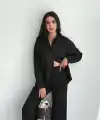 Kadın Nakışlı Uzun Kollu Gömlek - Siyah