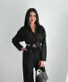Kadın Nakışlı Uzun Kollu Gömlek - Siyah
