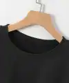 kadın New York Baskılı Tişört Kısa Kol Bisiklet Yaka T-shirt - Siyah