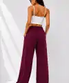 Kadın Osy Modal Yumuşak Dokulu Cima Dikişli Nakışlı Cepli Oversize Bol Paça Eşofman Altı - Bordo