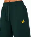 Kadın Osy Modal Yumuşak Dokulu Cima Dikişli Nakışlı Cepli Oversize Bol Paça Eşofman Altı - Yeşil