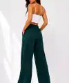 Kadın Osy Modal Yumuşak Dokulu Cima Dikişli Nakışlı Cepli Oversize Bol Paça Eşofman Altı - Yeşil