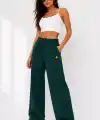 Kadın Osy Modal Yumuşak Dokulu Cima Dikişli Nakışlı Cepli Oversize Bol Paça Eşofman Altı - Yeşil