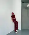 Kadın Osy Modal Yumuşak Dokulu Kumaş Nakış işlemeli Rahat Bol Paça Eşofman Pantolon - Bordo