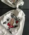 Kadın Oversize Kapüşonlu Cepli Baskılı 3 İplik Pamuklu Hoodie Sweatshirt - Beyaz