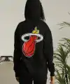 Kadın Oversize Kapüşonlu Cepli Baskılı 3 İplik Pamuklu Hoodie Sweatshirt - Siyah