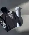 Kadın Oversize Kapüşonlu Cepli Baskılı 3 İplik Pamuklu Hoodie Sweatshirt - Siyah