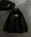 Kadın Oversize Kapüşonlu Cepli Baskılı 3 İplik Pamuklu Hoodie Sweatshirt - Siyah