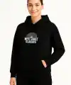 Kadın Oversize Kapüşonlu Cepli Baskılı 3 İplik Pamuklu Hoodie Sweatshirt - Siyah