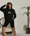 Kadın Oversize Kapüşonlu Cepli Baskılı 3 İplik Pamuklu Hoodie Sweatshirt - Siyah