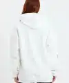 Kadın Oversize Kapüşonlu Cepli Ön Kol Baskılı 3 İplik Pamuklu Hoodie Sweatshirt - Beyaz