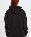 Kadın Oversize Kapüşonlu Cepli Ön Kol Baskılı 3 İplik Pamuklu Hoodie Sweatshirt - Siyah