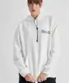 Kadın Oversize Kapüşonlu Cepli TUPAC Baskılı 3 İplik Pamuklu Hoodie Sweatshirt - Beyaz