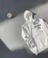 Kadın Oversize Kapüşonlu Kanguru Cepli Baskılı 3 İplik Pamuklu Sweatshirt Hoodie -   Beyaz