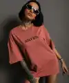 Kadın Oversize Tişört Golf GTI Retro Araba Baskılı T-shirt  - Gül Kurusu