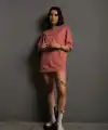 Kadın Oversize Tişört Golf GTI Retro Araba Baskılı T-shirt  - Gül Kurusu