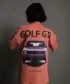 Kadın Oversize Tişört Golf GTI Retro Araba Baskılı T-shirt  - Gül Kurusu