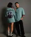Kadın Oversize Tişört Golf GTI Retro Araba Baskılı T-shirt- Mint Yeşili