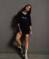 Kadın Oversize Tişört Golf GTI Retro Araba Baskılı T-shirt - Siyah