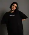 Kadın Oversize Tişört Golf GTI Retro Araba Baskılı T-shirt- Siyah