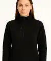 Kadın Polar Kazak – Dik Yaka, Yarım Fermuarlı, Fermuarlı Göğüs Cepli, Siyah Biyeli, Kışlık Rahat Regular Fit Günlük Model - Siyah