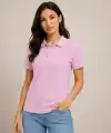 Kadın Polo Yaka Pike Kumaş Düğmeli Basic Tişört Günlük Rahat - Pembe