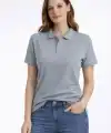 Kadın Polo Yaka Tişört Pike Kumaş Kısa Kol Regular Fit Yazlık T-Shirt - Gri