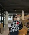 Kadın Pötikare Desen Harf Nakışlı Kolej Ceket - Siyah