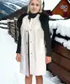 Kadın Premium Doğal Kolsuz Deri Kürk - Beyaz