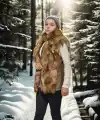 Kadın Premium Doğal Kolsuz Deri Kürk - Kahve