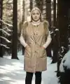 Kadın Premium Doğal Kolsuz Deri Kürk - Krem