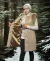 Kadın Premium Doğal Kolsuz Deri Kürk - Krem
