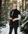 Kadın Premium Doğal Kolsuz Kürk - Siyah