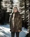 Kadın Premium Doğal Kürk Deri Ceket - Leopar