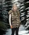 Kadın Premium Doğal Kürk Kolsuz Deri - Siyah