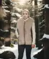 Kadın Premium Doğal Kürk Kolsuz Fermuarlı Yelek - Kahve