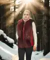 Kadın Premium Doğal Kürk Kolsuz Fermuarlı Yelek - Kırmızı