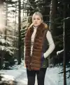 Kadın Premium Doğal Kürk Kolsuz Fermuarlı Yelek - Siyah