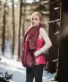 Kadın Premium Doğal Kürk Kolsuz Yelek - Fuşya